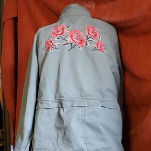 Style & Co Embroidered Back Military Style Jacket